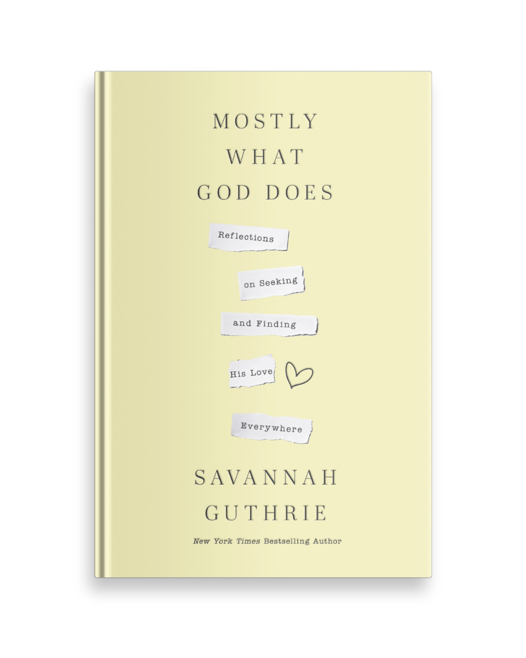 A a photorealistic flatlay of the book Mostly What God Does by Savannah Guthrie