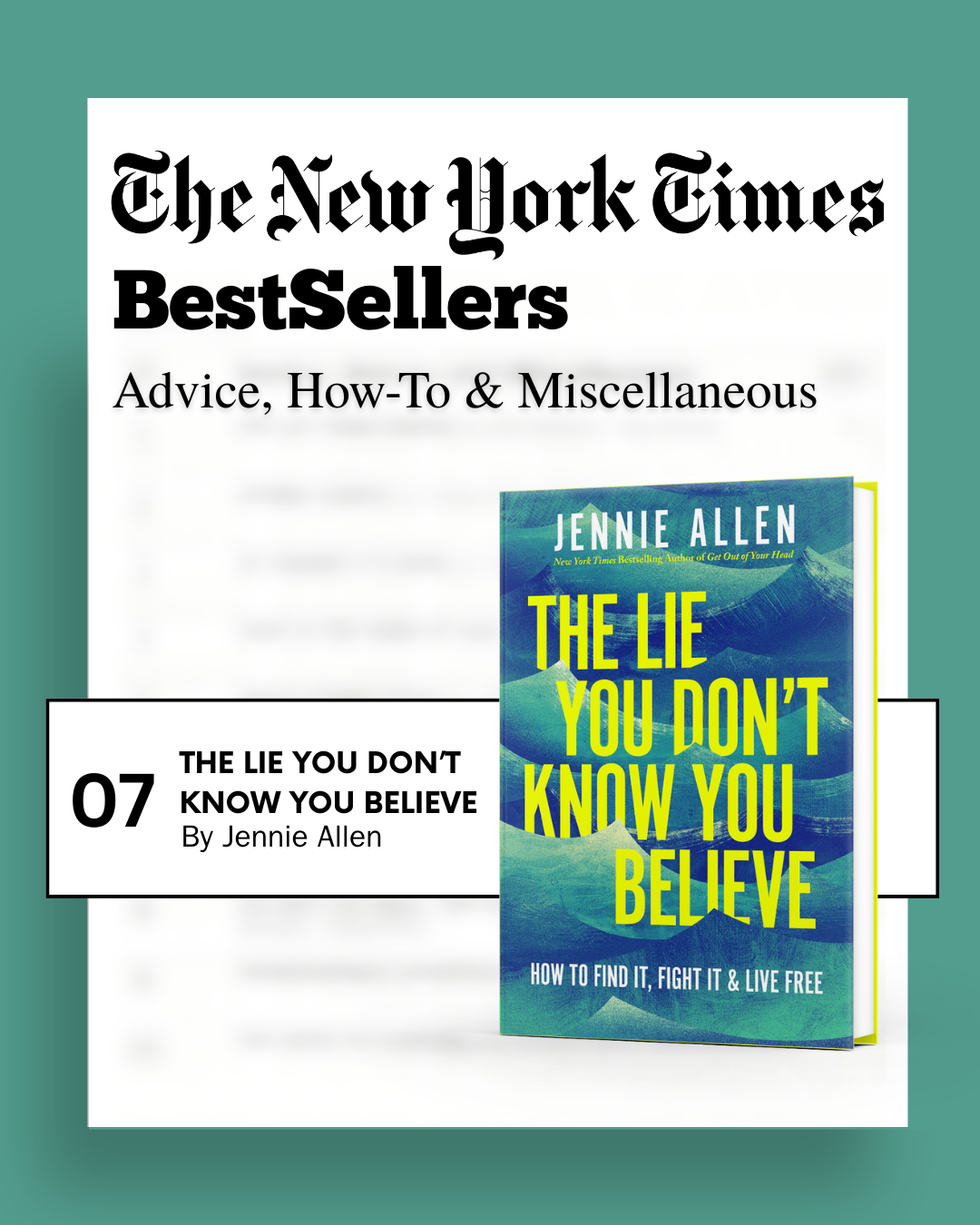 NEw York Times Bestseller The Lie You Don't Know You Believe by Jennie Allen